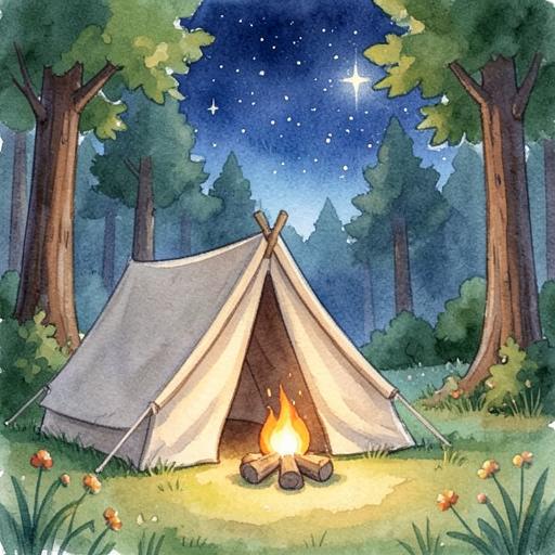 Illustration for the Camping Under the Stars personalised story world