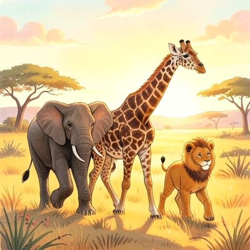 Illustration for the Safari Animals story world